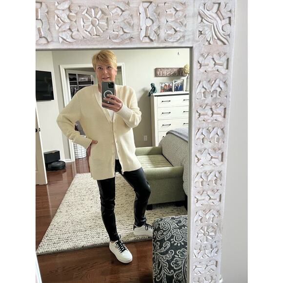 TOCCIN x RTR Off-White 100% Cotton Knit Front Button Beach Cardigan Size Large - Picture 15 of 15